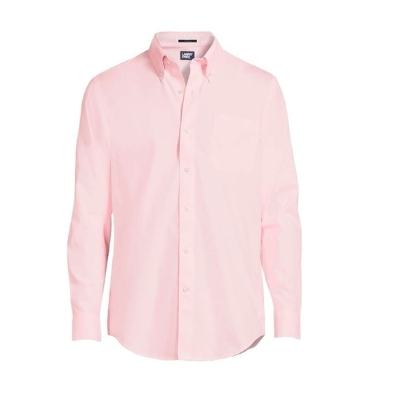 Lands End Men's No Iron Supima Buttondown Dress Shirt. Pink 16 1/2 - 37T #1211 - Picture 6 of 8